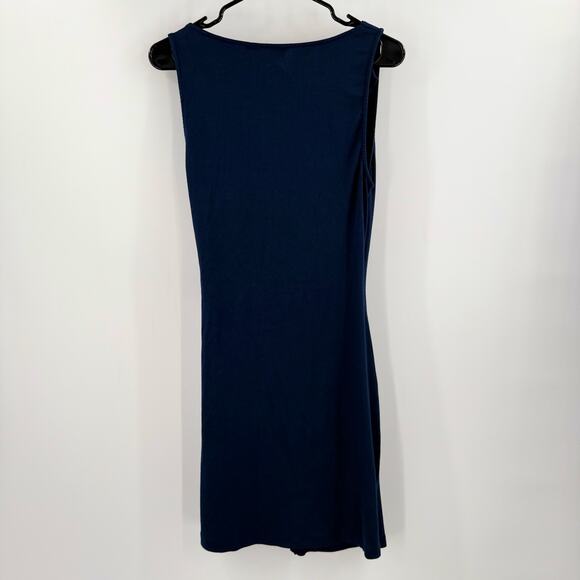 MICHAEL STARS Abby Dress Size Large NEW Faux Wrap NWOT Navy Ultra Rib Classic - Picture 4 of 11